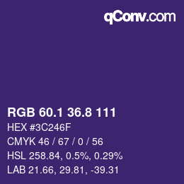 カラーコード: RGB 60.1 36.8 111 | qconv.com