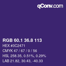 カラーコード: RGB 60.1 36.8 113 | qconv.com