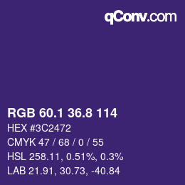 カラーコード: RGB 60.1 36.8 114 | qconv.com