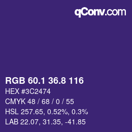 カラーコード: RGB 60.1 36.8 116 | qconv.com