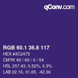 カラーコード: RGB 60.1 36.8 117 | qconv.com