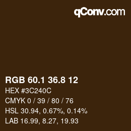 Color code: RGB 60.1 36.8 12 | qconv.com