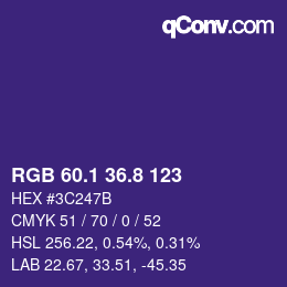 カラーコード: RGB 60.1 36.8 123 | qconv.com