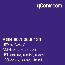カラーコード: RGB 60.1 36.8 124 | qconv.com