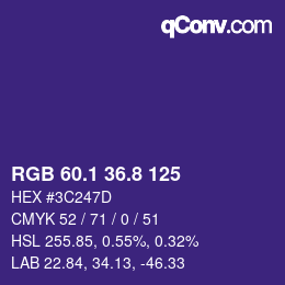 カラーコード: RGB 60.1 36.8 125 | qconv.com