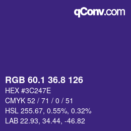 カラーコード: RGB 60.1 36.8 126 | qconv.com