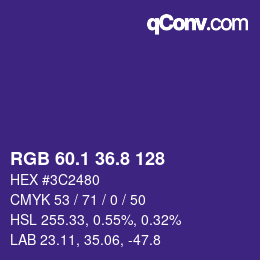 カラーコード: RGB 60.1 36.8 128 | qconv.com