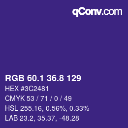 カラーコード: RGB 60.1 36.8 129 | qconv.com
