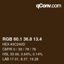 カラーコード: RGB 60.1 36.8 13.4 | qconv.com