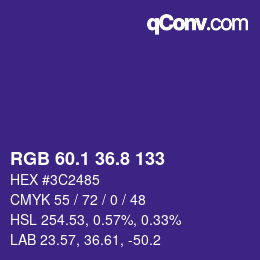 カラーコード: RGB 60.1 36.8 133 | qconv.com