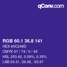 カラーコード: RGB 60.1 36.8 141 | qconv.com