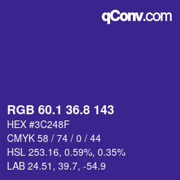 カラーコード: RGB 60.1 36.8 143 | qconv.com