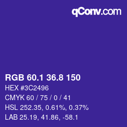 カラーコード: RGB 60.1 36.8 150 | qconv.com