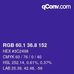 カラーコード: RGB 60.1 36.8 152 | qconv.com