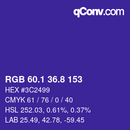 カラーコード: RGB 60.1 36.8 153 | qconv.com