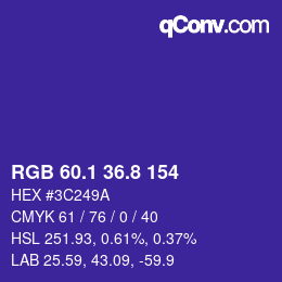 カラーコード: RGB 60.1 36.8 154 | qconv.com