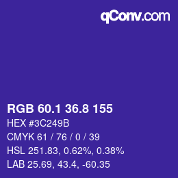 カラーコード: RGB 60.1 36.8 155 | qconv.com