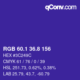 カラーコード: RGB 60.1 36.8 156 | qconv.com