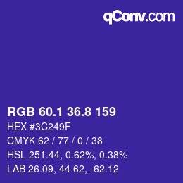 カラーコード: RGB 60.1 36.8 159 | qconv.com