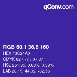 カラーコード: RGB 60.1 36.8 160 | qconv.com