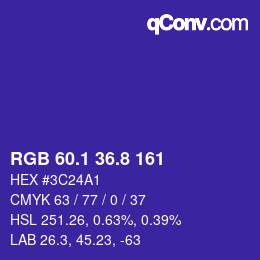 カラーコード: RGB 60.1 36.8 161 | qconv.com