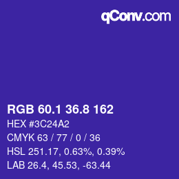 カラーコード: RGB 60.1 36.8 162 | qconv.com