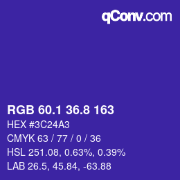 カラーコード: RGB 60.1 36.8 163 | qconv.com