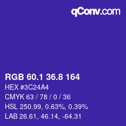 カラーコード: RGB 60.1 36.8 164 | qconv.com