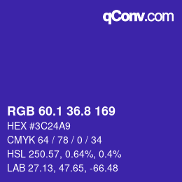 カラーコード: RGB 60.1 36.8 169 | qconv.com