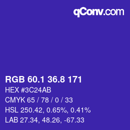 カラーコード: RGB 60.1 36.8 171 | qconv.com