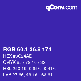 カラーコード: RGB 60.1 36.8 174 | qconv.com