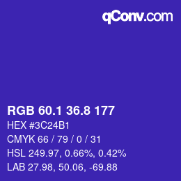 カラーコード: RGB 60.1 36.8 177 | qconv.com