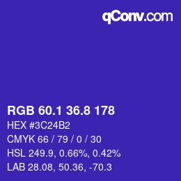 カラーコード: RGB 60.1 36.8 178 | qconv.com