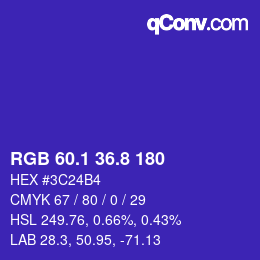 カラーコード: RGB 60.1 36.8 180 | qconv.com