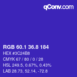 カラーコード: RGB 60.1 36.8 184 | qconv.com