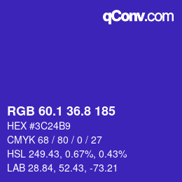 カラーコード: RGB 60.1 36.8 185 | qconv.com