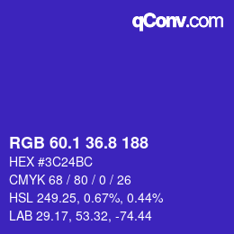 カラーコード: RGB 60.1 36.8 188 | qconv.com