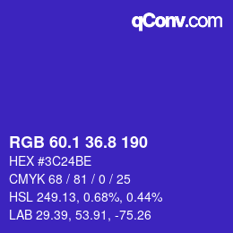 カラーコード: RGB 60.1 36.8 190 | qconv.com