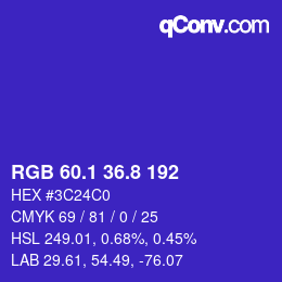 カラーコード: RGB 60.1 36.8 192 | qconv.com