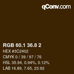 カラーコード: RGB 60.1 36.8 2 | qconv.com