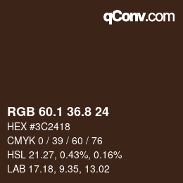 Color code: RGB 60.1 36.8 24 | qconv.com