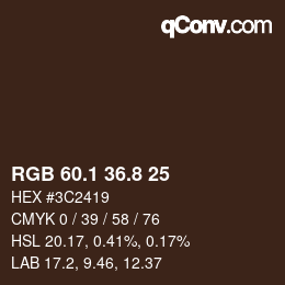 Color code: RGB 60.1 36.8 25 | qconv.com