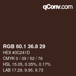 Color code: RGB 60.1 36.8 29 | qconv.com