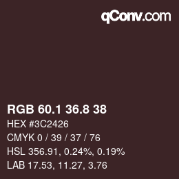 Color code: RGB 60.1 36.8 38 | qconv.com