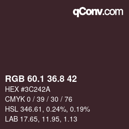 カラーコード: RGB 60.1 36.8 42 | qconv.com