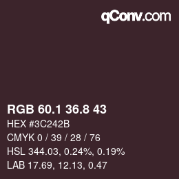 Color code: RGB 60.1 36.8 43 | qconv.com