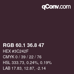 カラーコード: RGB 60.1 36.8 47 | qconv.com