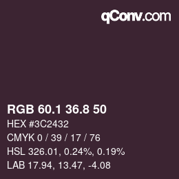 カラーコード: RGB 60.1 36.8 50 | qconv.com