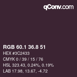 Color code: RGB 60.1 36.8 51 | qconv.com