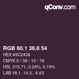 カラーコード: RGB 60.1 36.8 54 | qconv.com